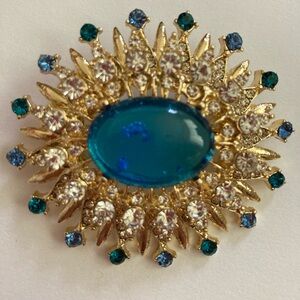 NEW Bluish Green/Violet/Clear Brooch